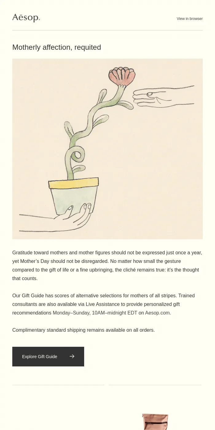 Personalized email example: Aesop