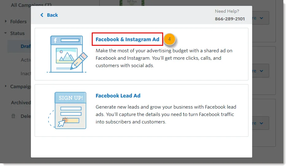 constant contact ad options