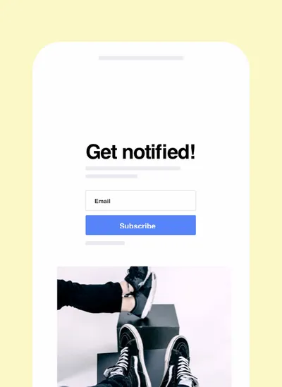 A landing page shown on a phone