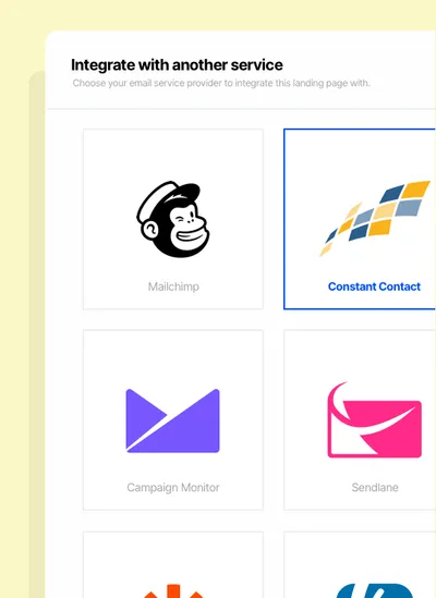 Integration settings connecting a form to an email service