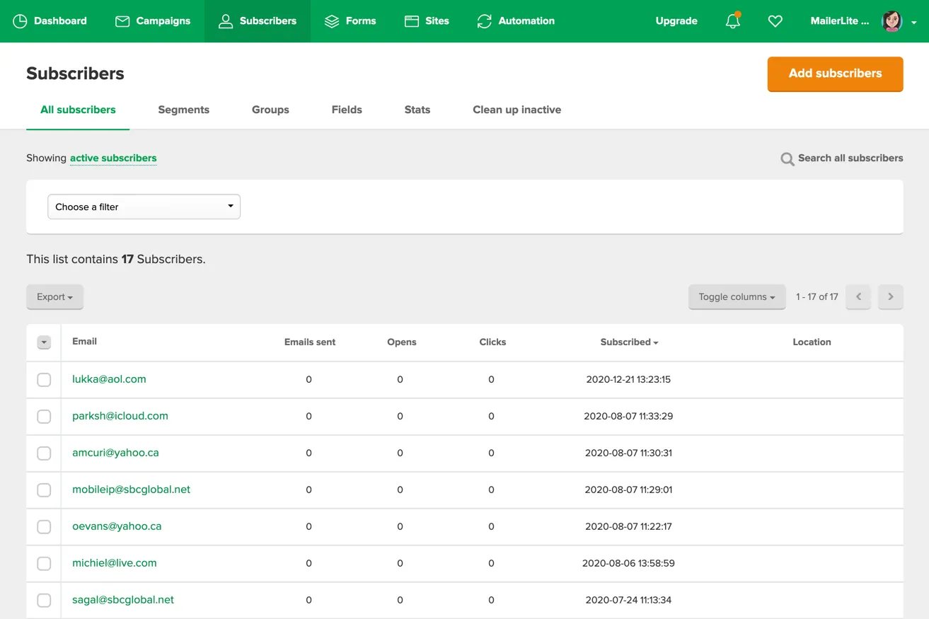 Syncs with MailerLite lists automatically