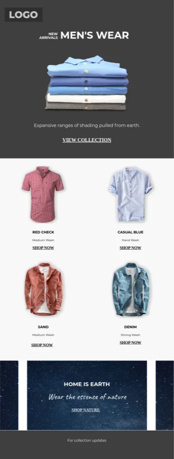 Menswear Sale email template preview