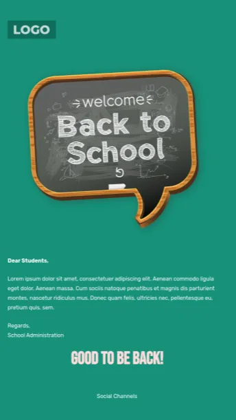 Welcome to School email template