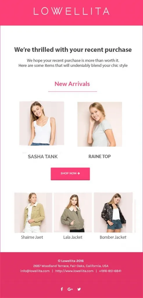 product recommendation email