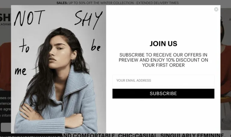 Newsletter signup email example: The exclusive