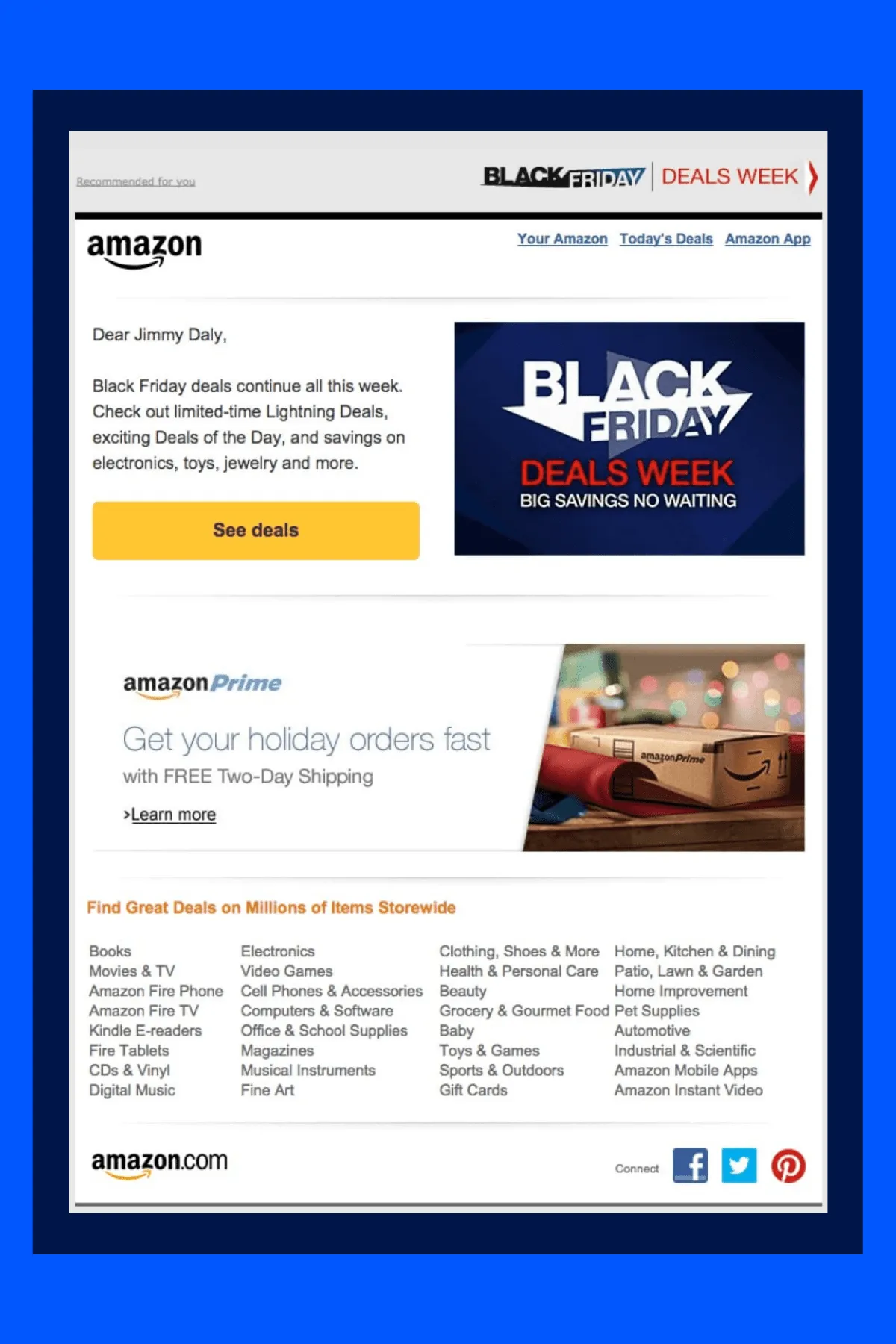 Amazon promotional email
