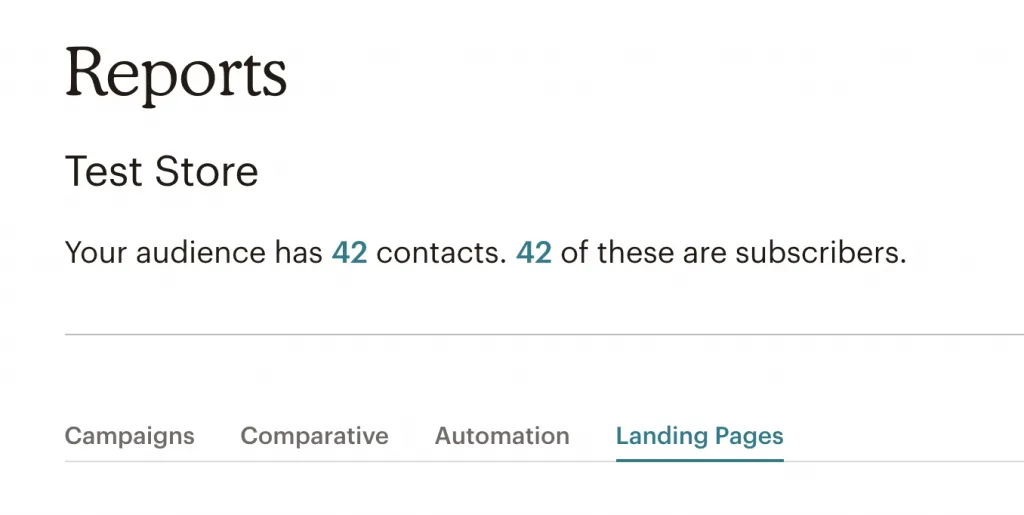 mailchimp reporting page