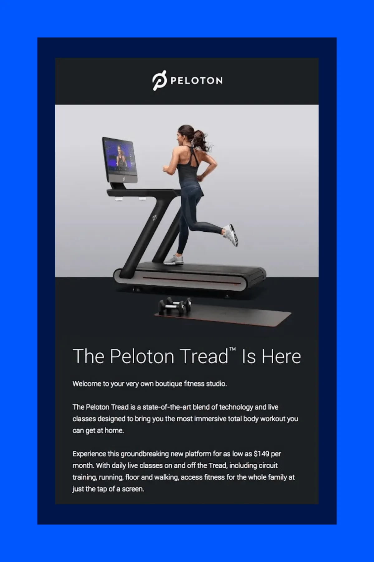 Peloton promotional email