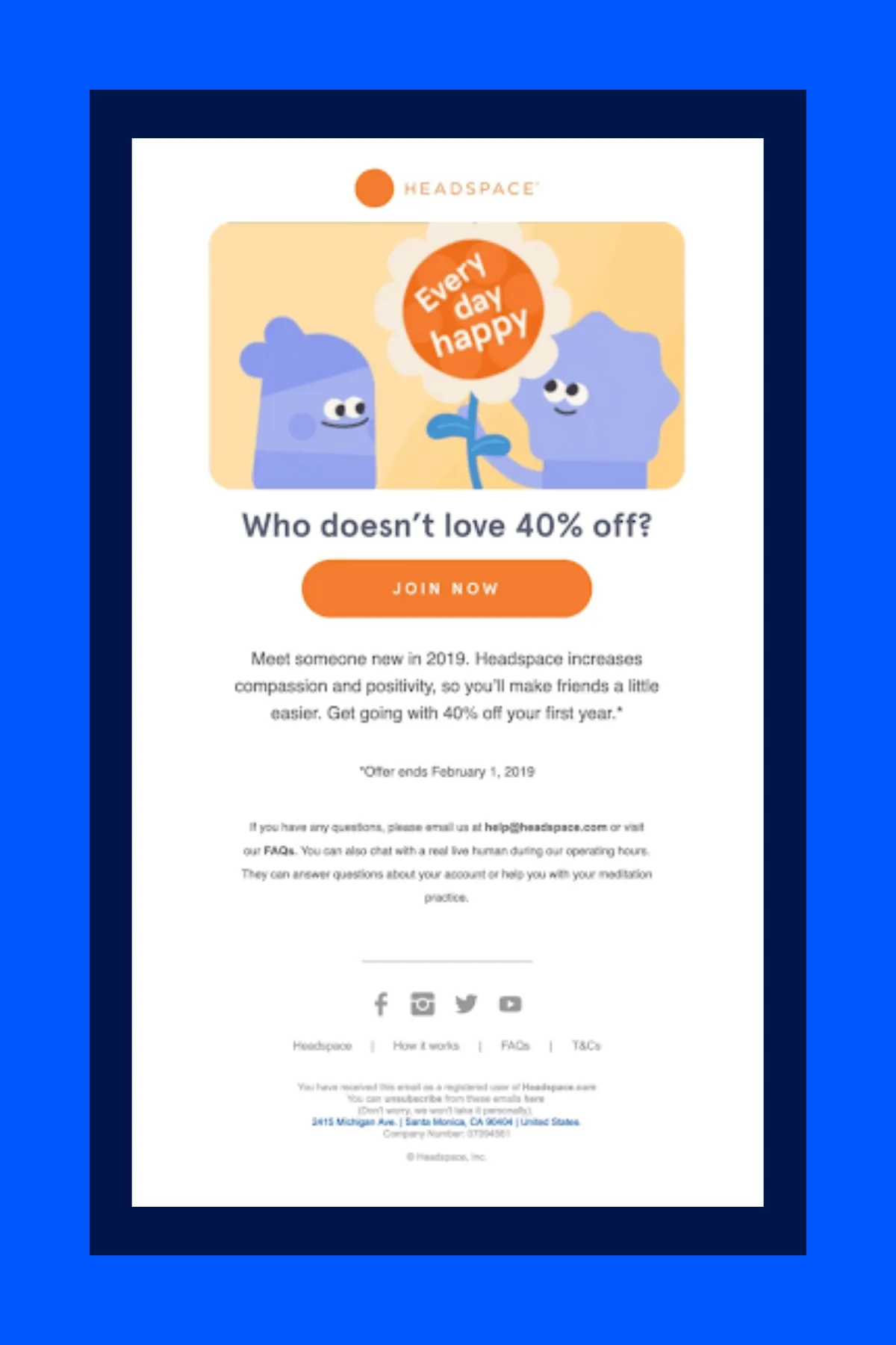 Headspace promotional email