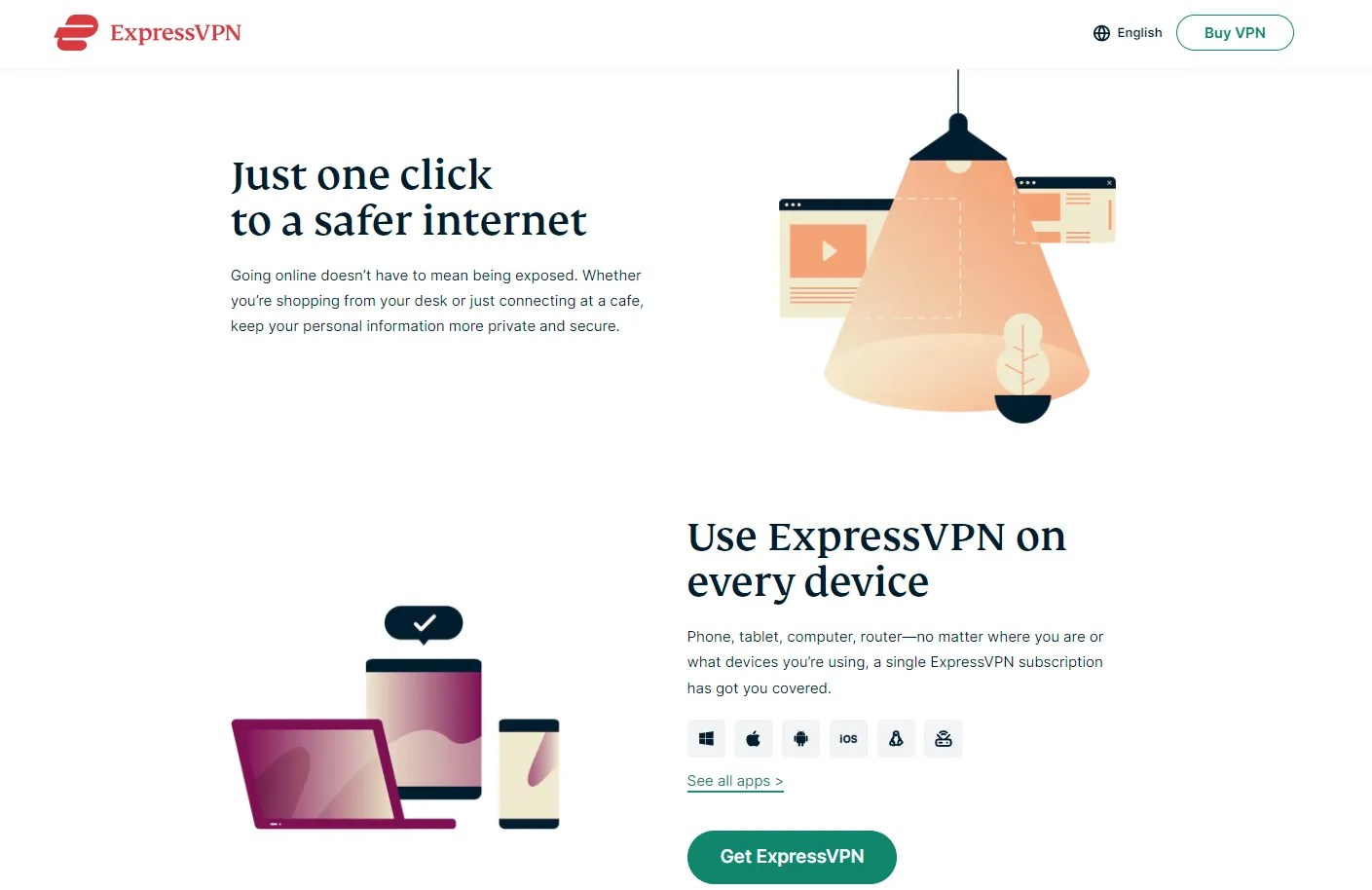 Product landing page example: ExpressVPN