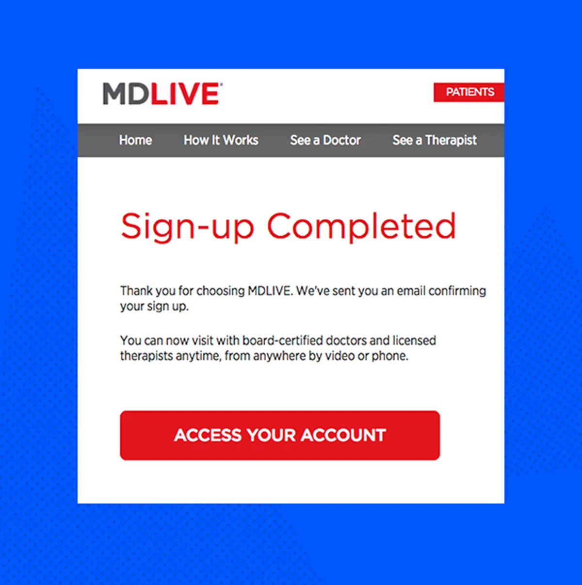 sign up confirmation