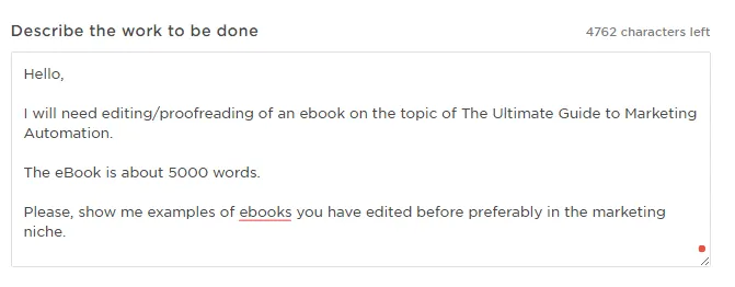 Description of job posting