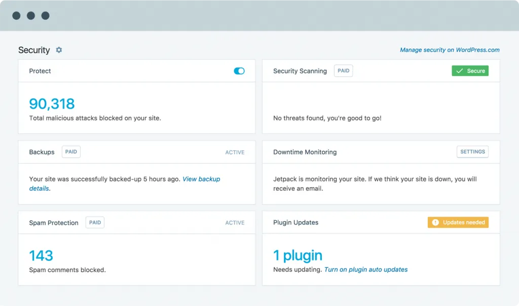 jetpack dashboard screenshot