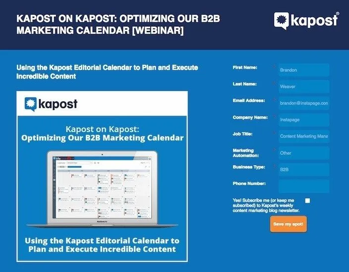 landing page by kapost