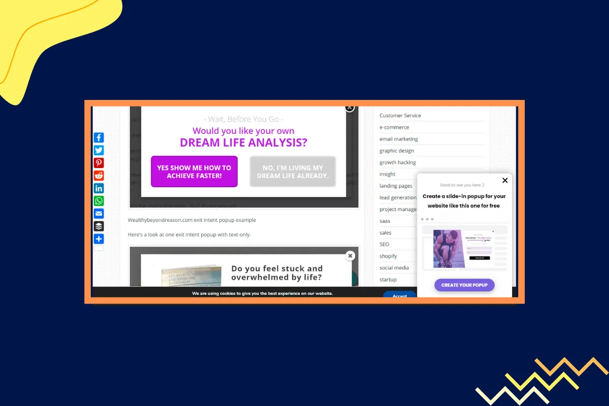 Poptin: On scroll popup example