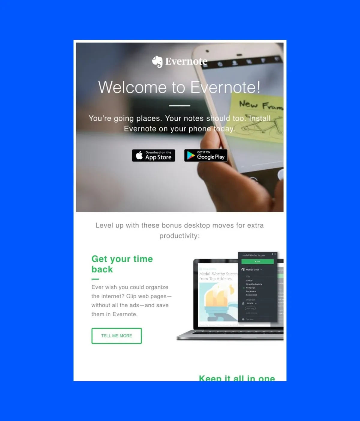 Evernote's get started email