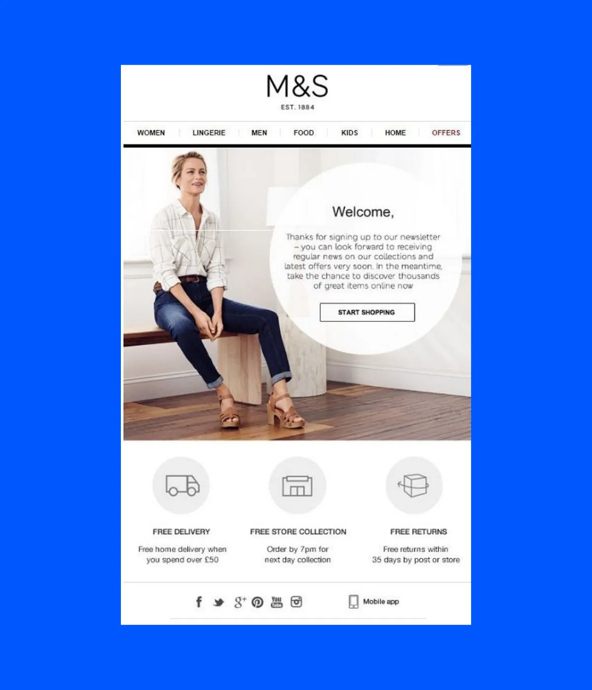 M&S thank you email