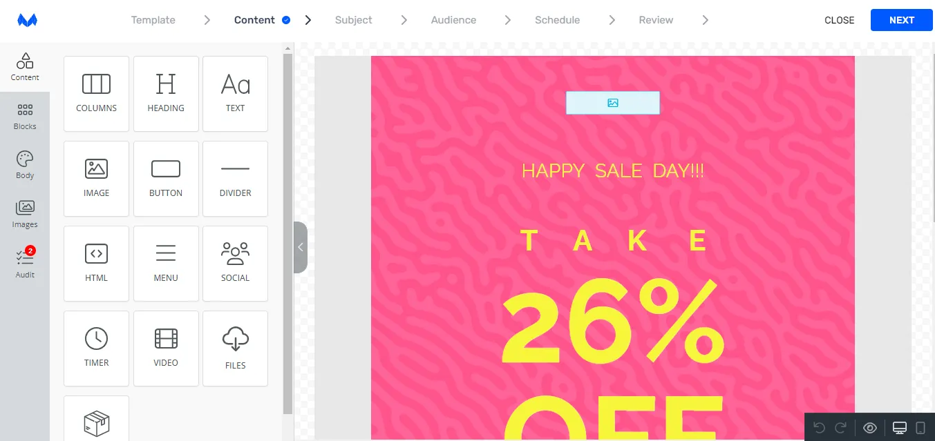 Add content in your email