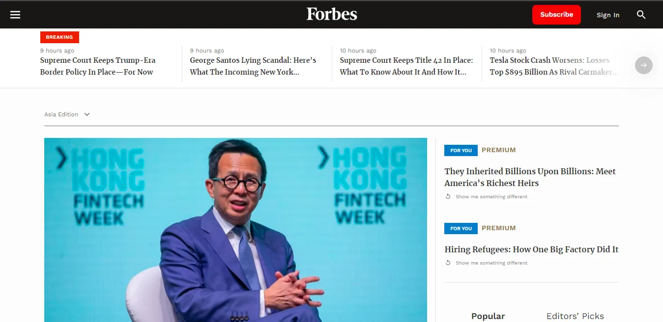 Best marketing newsletter example: Forbes