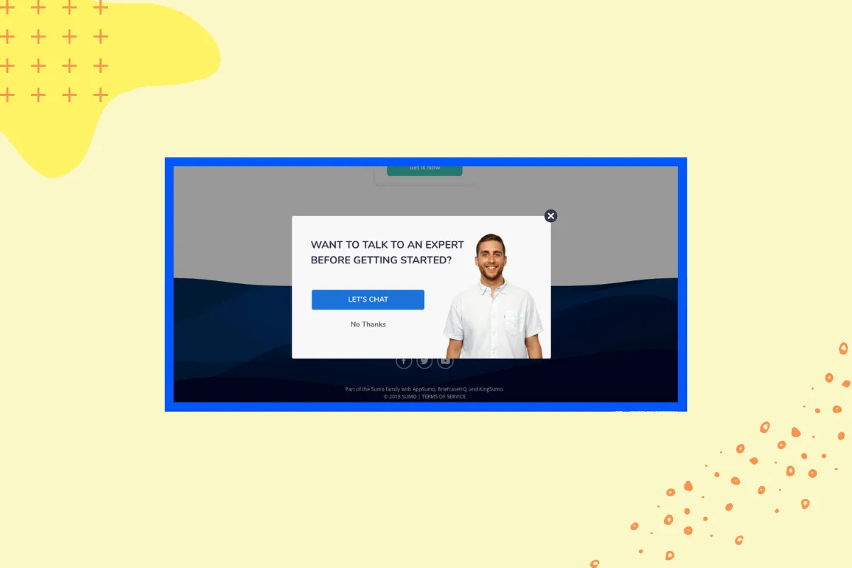 Customer service popup example