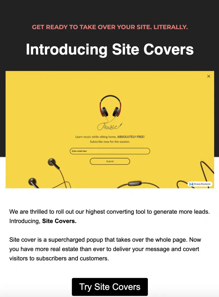 product announcement email screenshot