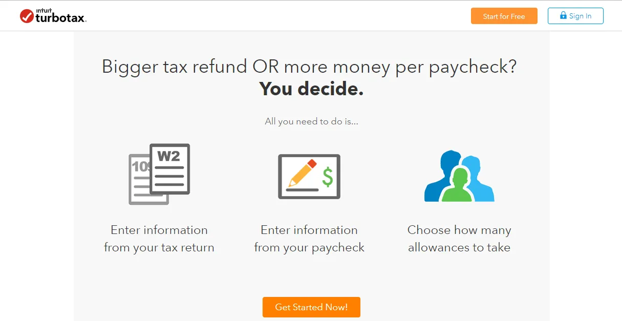 turbo tax landing page