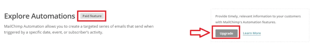 mailchimp automation upsell