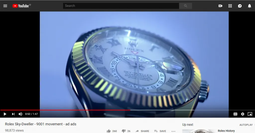rolex product close up youtube commercial