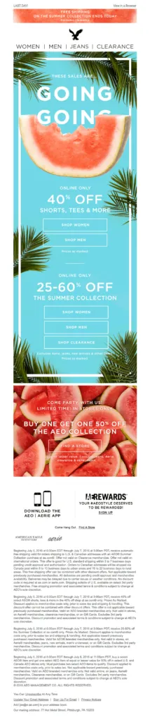 American Eagle Outfitters Discount Email