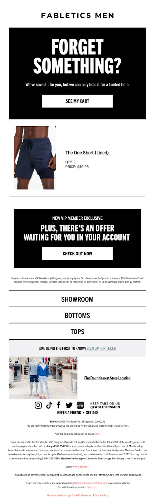 Marketing automation example: Abandoned cart email