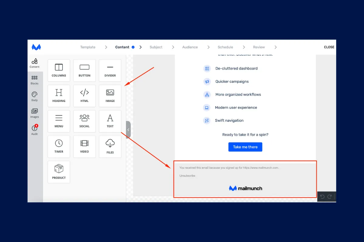 Mailmunch email design dashboard