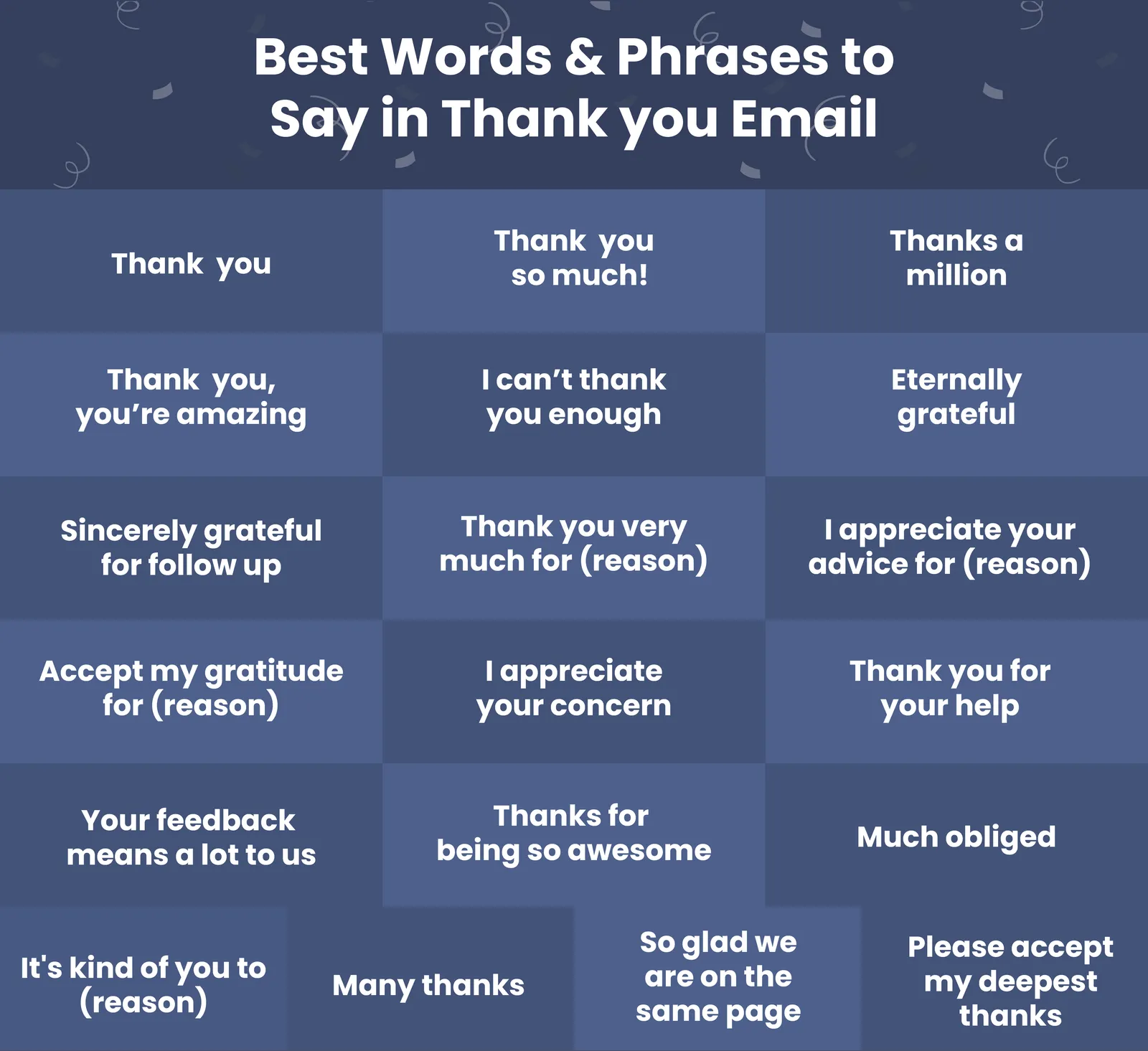Infographic: Best words and phrases to say in a thank you email