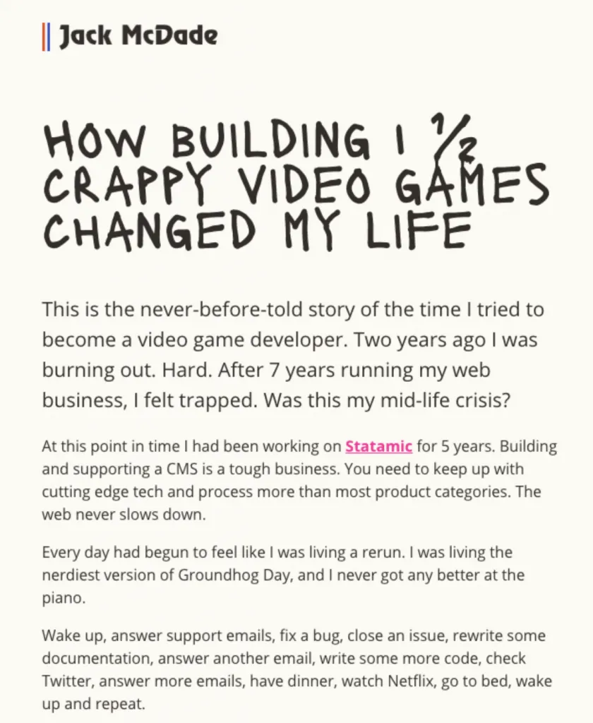 company story email screenshot