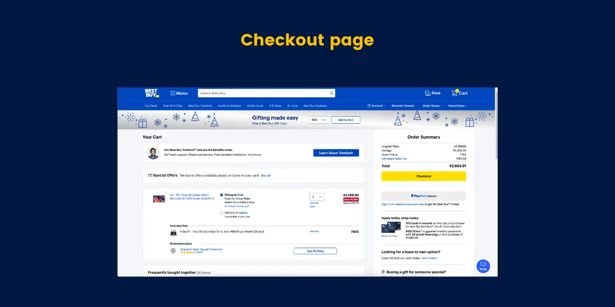 checkout page