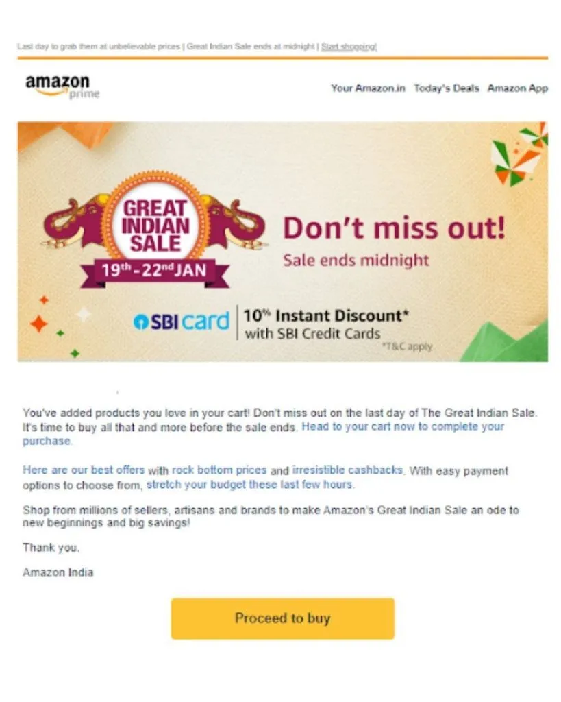 Example of Cart-abandonment Email