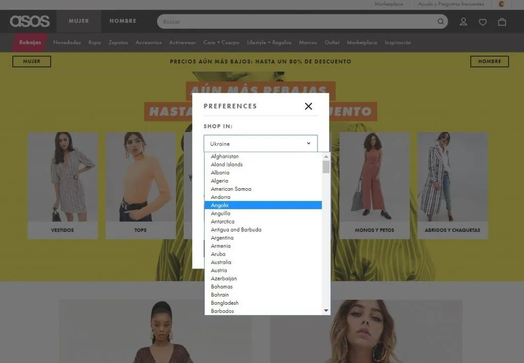 asos language change