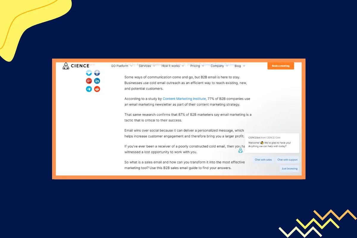 Cience: Slide-in popup example