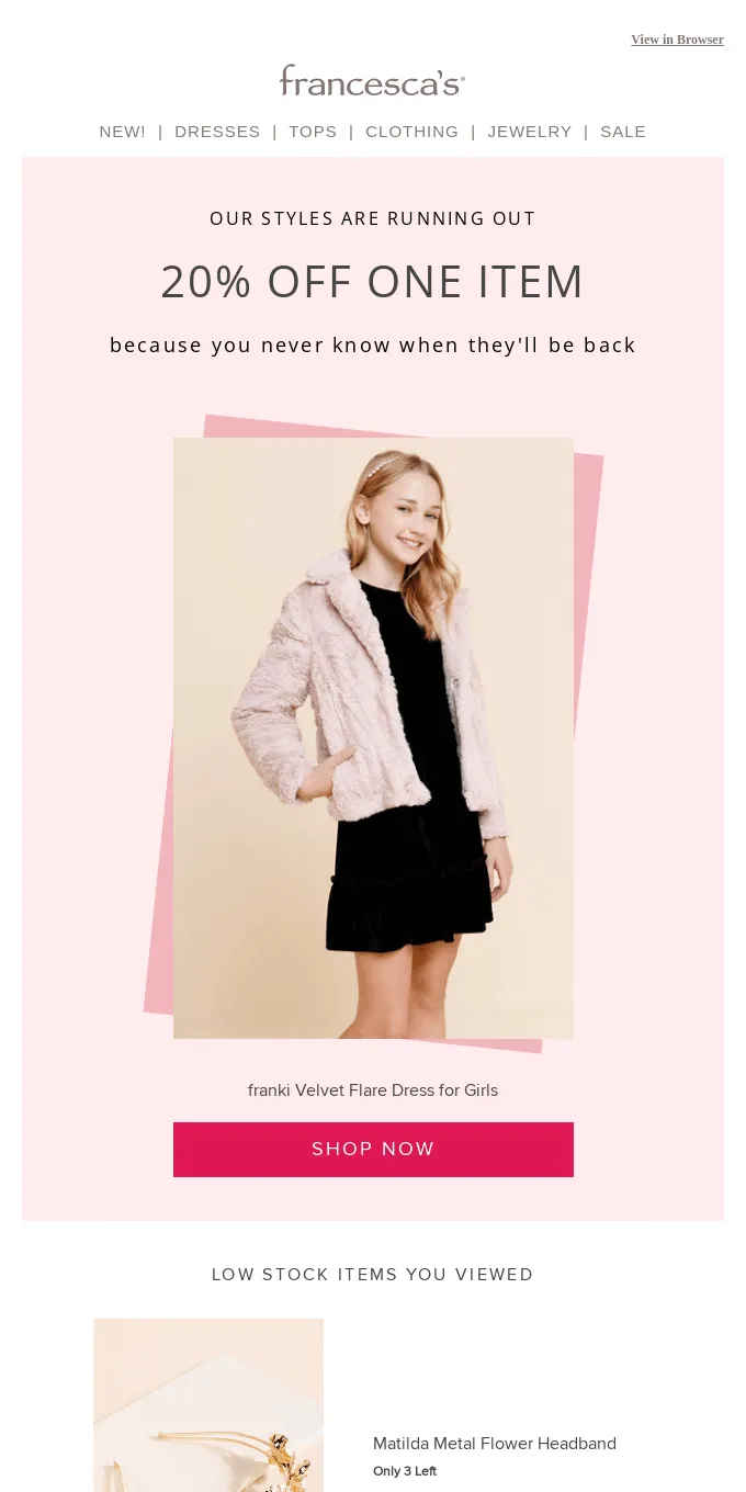 Personalized email example: francesca's