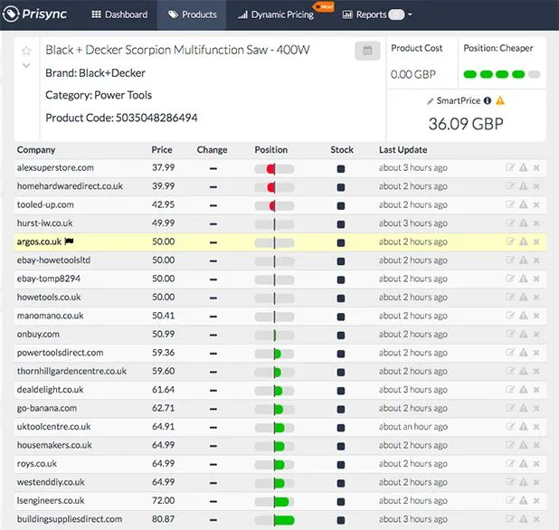 price tracking software screenshot