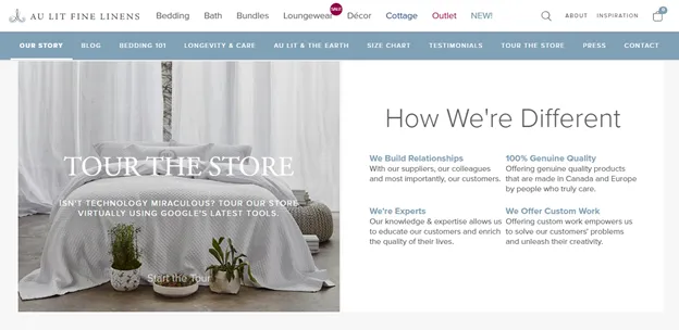 Au Lit Linens explain how their store is different than their competitors