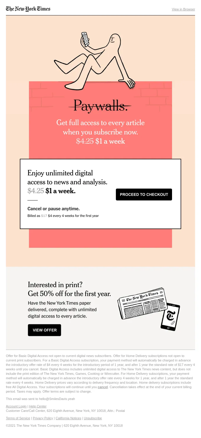 Keep the emails short and to the point: New York Times example