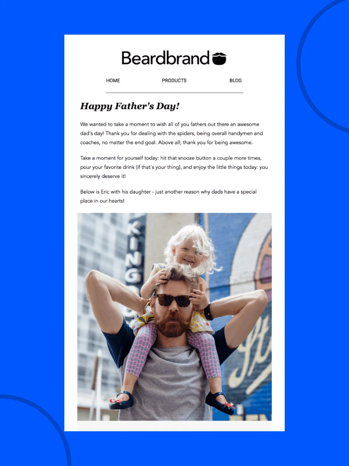 Special day thank you email to celebrate Father’s Day