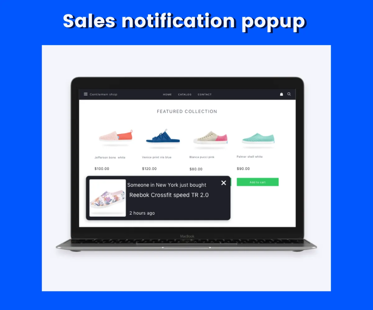 recent sales notification popup