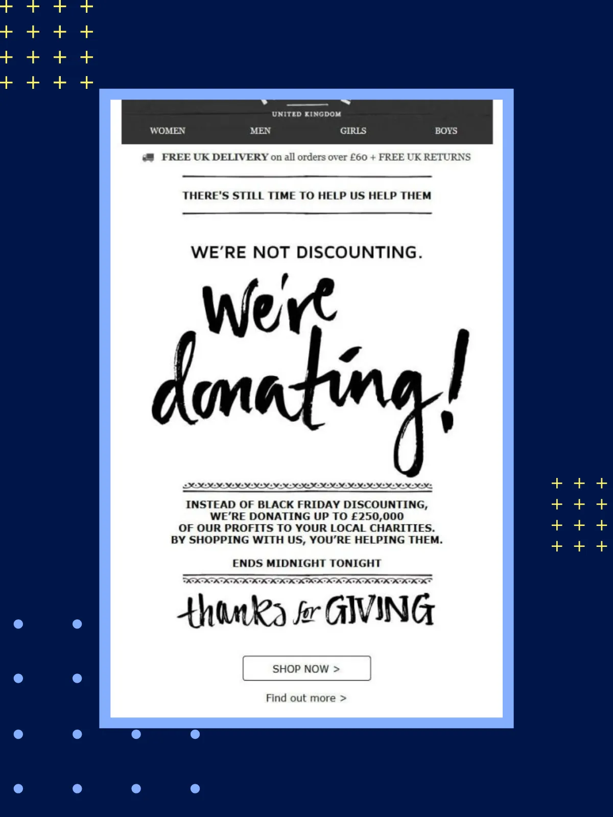 Black Friday Email Ideas: FatFace's example