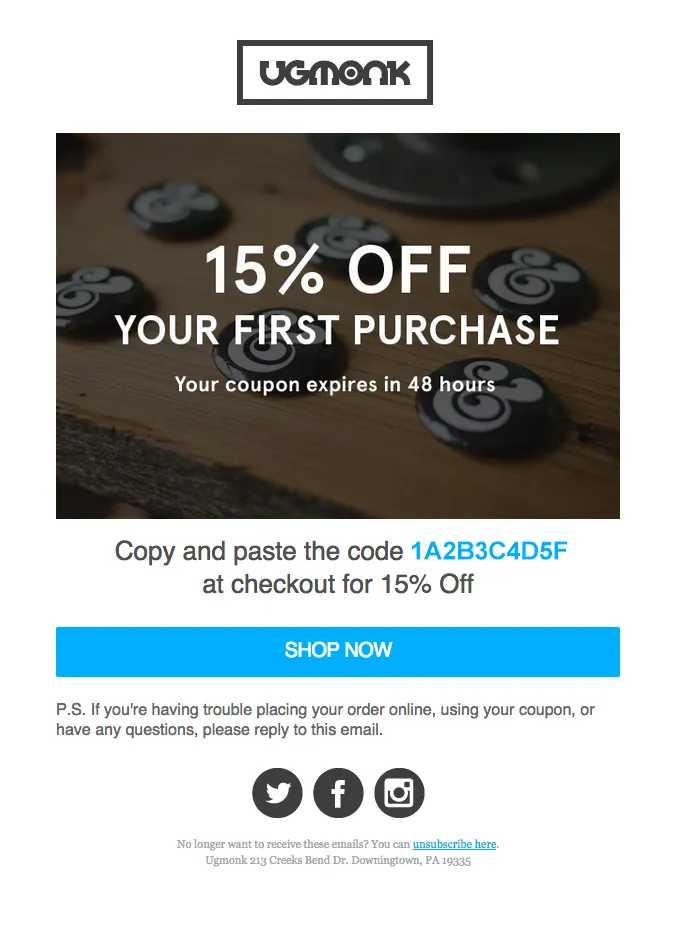 coupon email screenshot