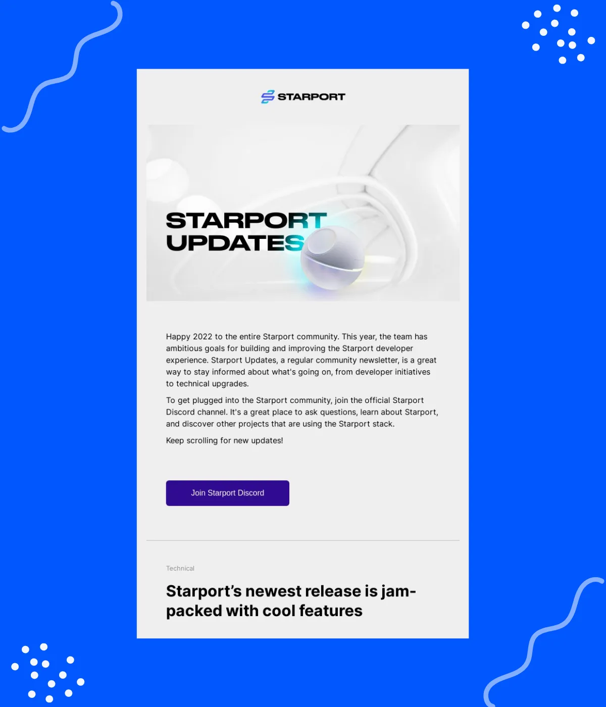 Create a clear call to action - Starport example