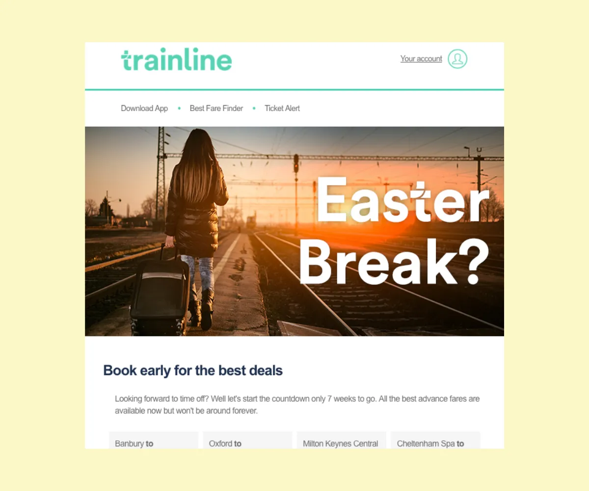 trainline easter email