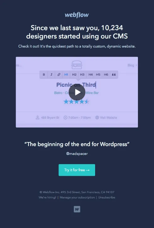 webflow email