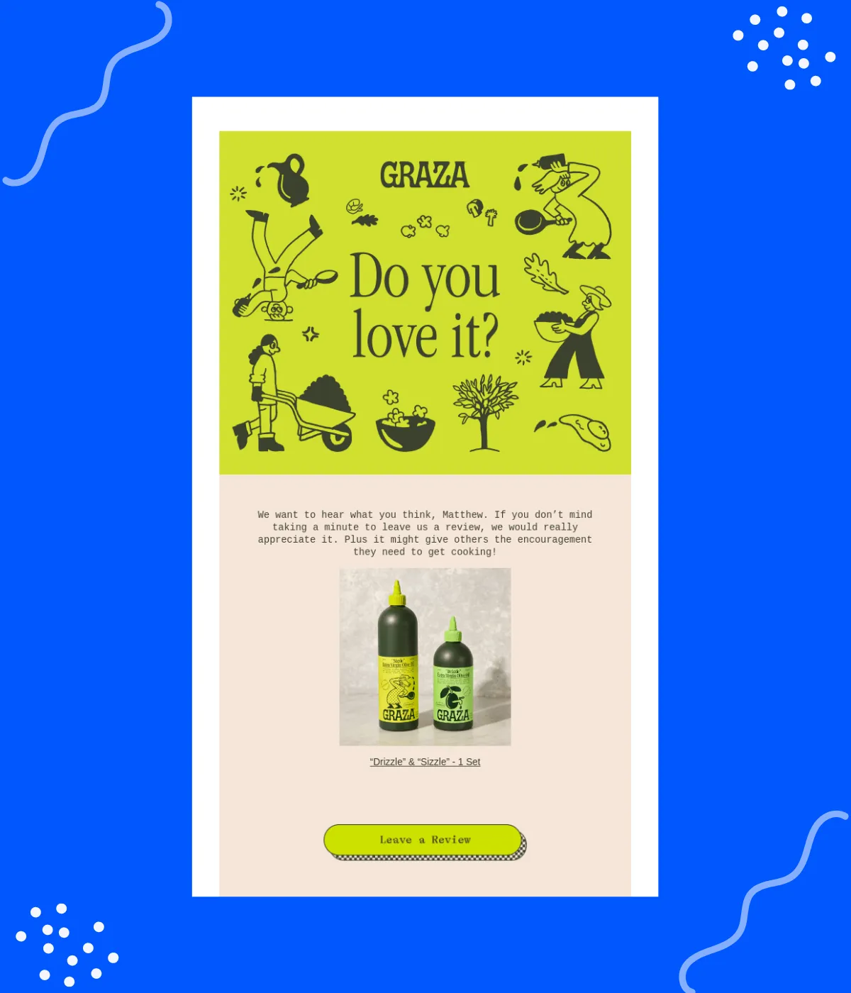 Testimonial request emails - Graza example
