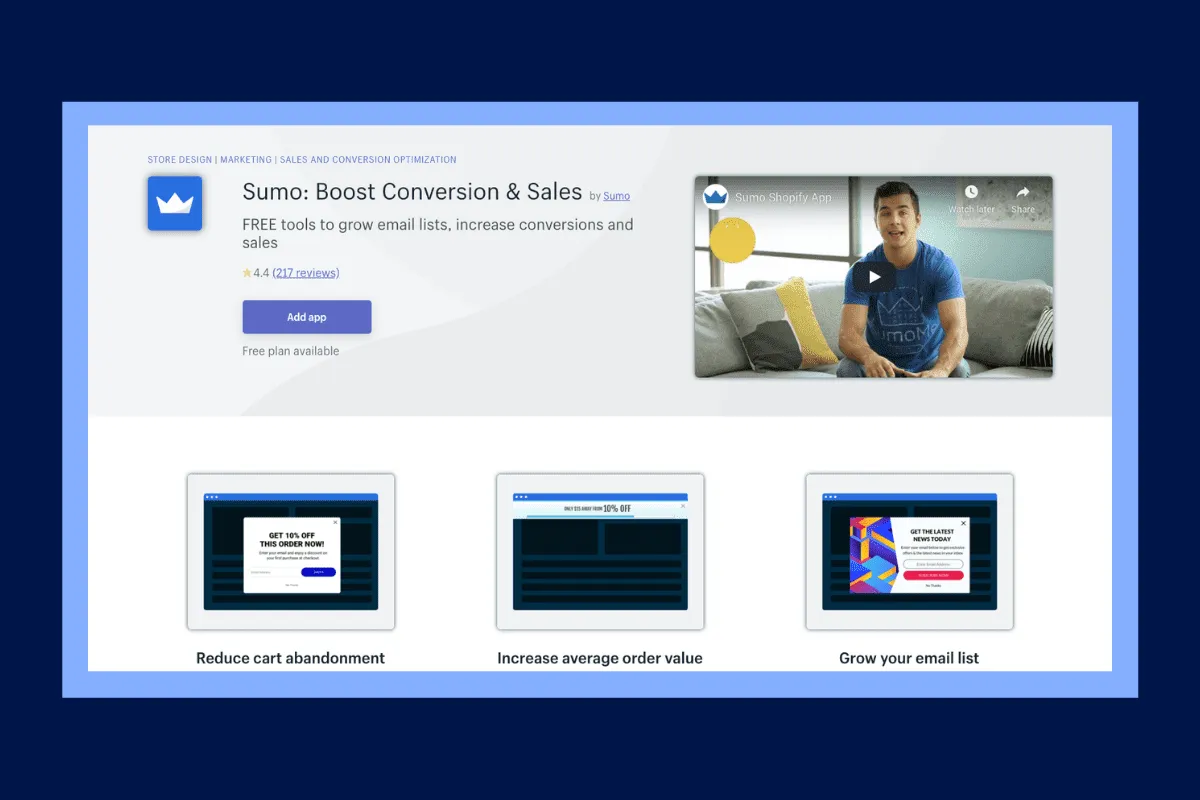 Sumo helps to increase conversion and sales
